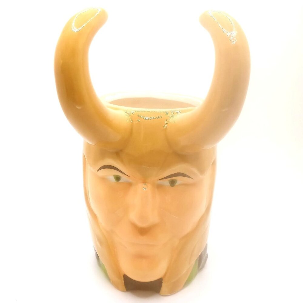 Marvel Loki 16 OZ Coffee Tea Mug Molded Face Ceramic Horns Collectible Cup